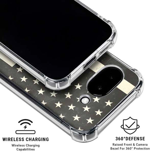 Black & White USA Flag Google Pixel 9a Clear Case